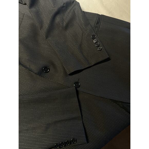 John Varvatos Italy 42R Gray Micro-Stripe Blazer Sport Coat 3/2 Roll Virgin Wool - Picture 8 of 15